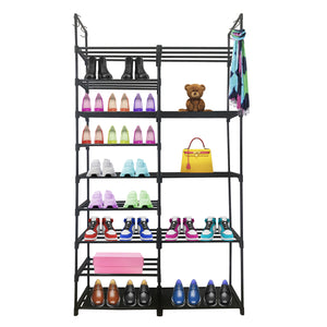 Scarpiera per scarpe e stivali 30 paia personalizzabile con appendiabiti laterale 98x85x28cm Nero