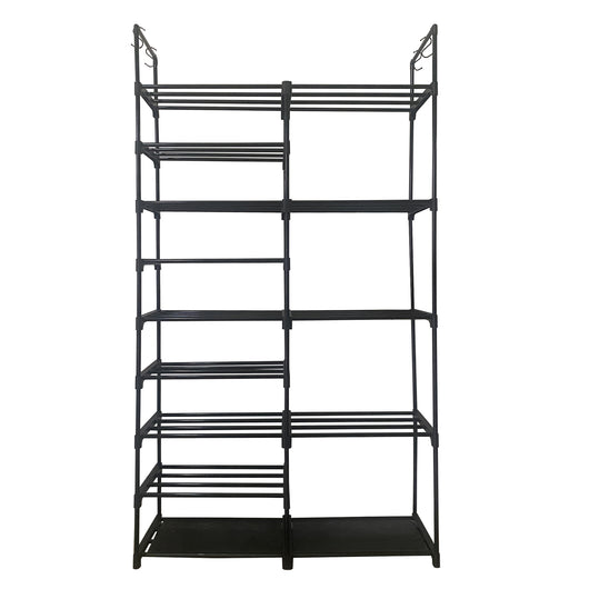 Scarpiera per scarpe e stivali 30 paia personalizzabile con appendiabiti laterale 98x85x28cm Nero