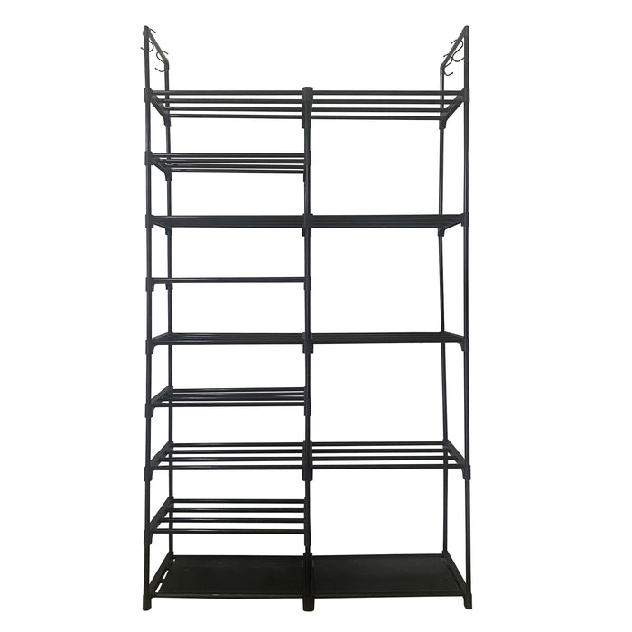 Scarpiera per scarpe e stivali 30 paia personalizzabile con appendiabiti laterale 98x85x28cm Nero