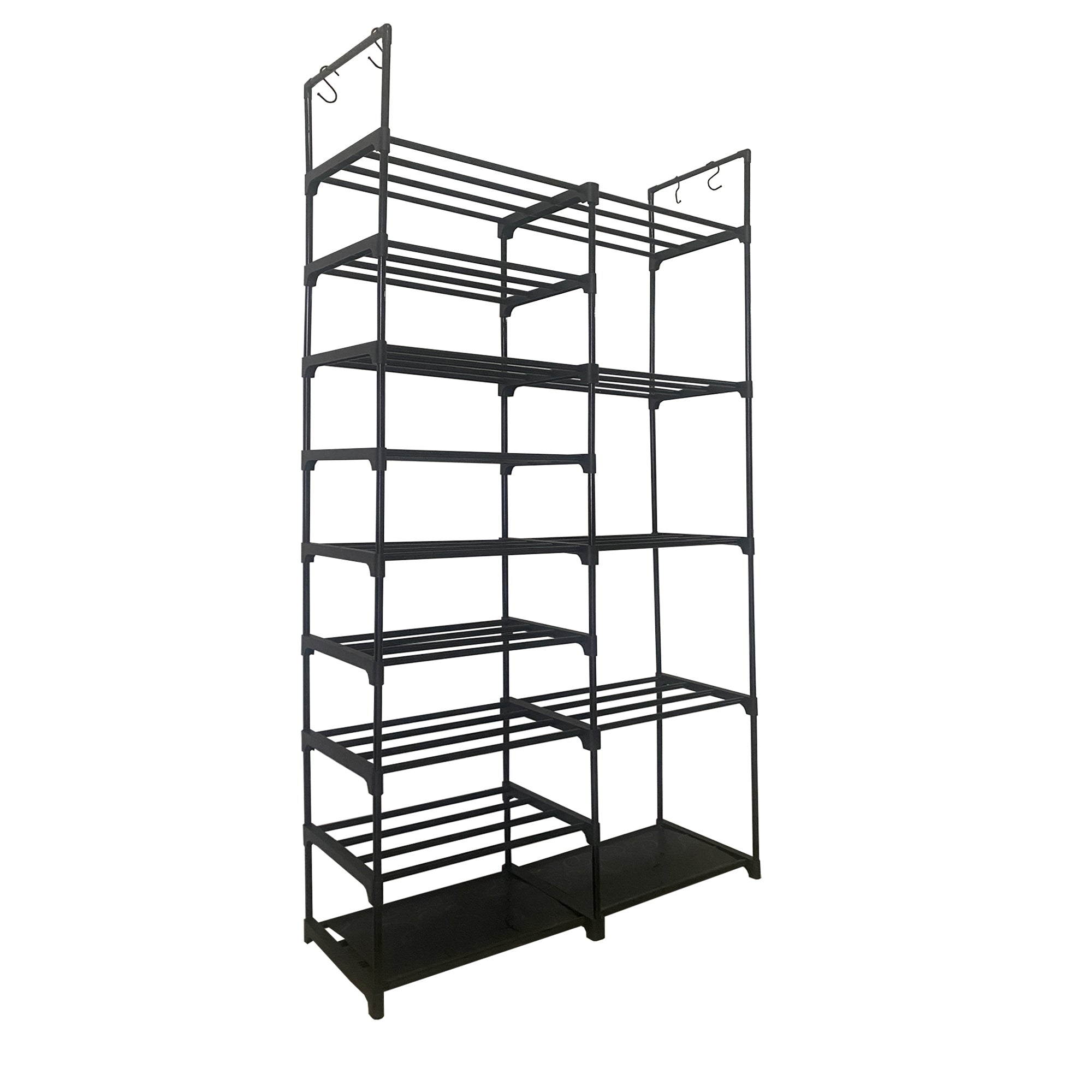 Scarpiera per scarpe e stivali 30 paia personalizzabile con appendiabiti laterale 98x85x28cm Nero