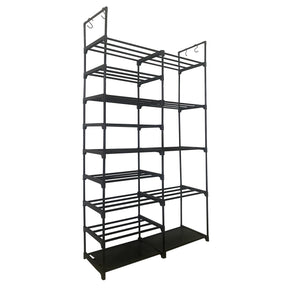 Scarpiera per scarpe e stivali 30 paia personalizzabile con appendiabiti laterale 98x85x28cm Nero