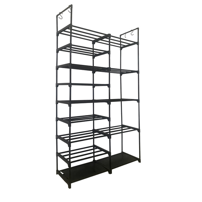 Scarpiera per scarpe e stivali 30 paia personalizzabile con appendiabiti laterale 98x85x28cm Nero