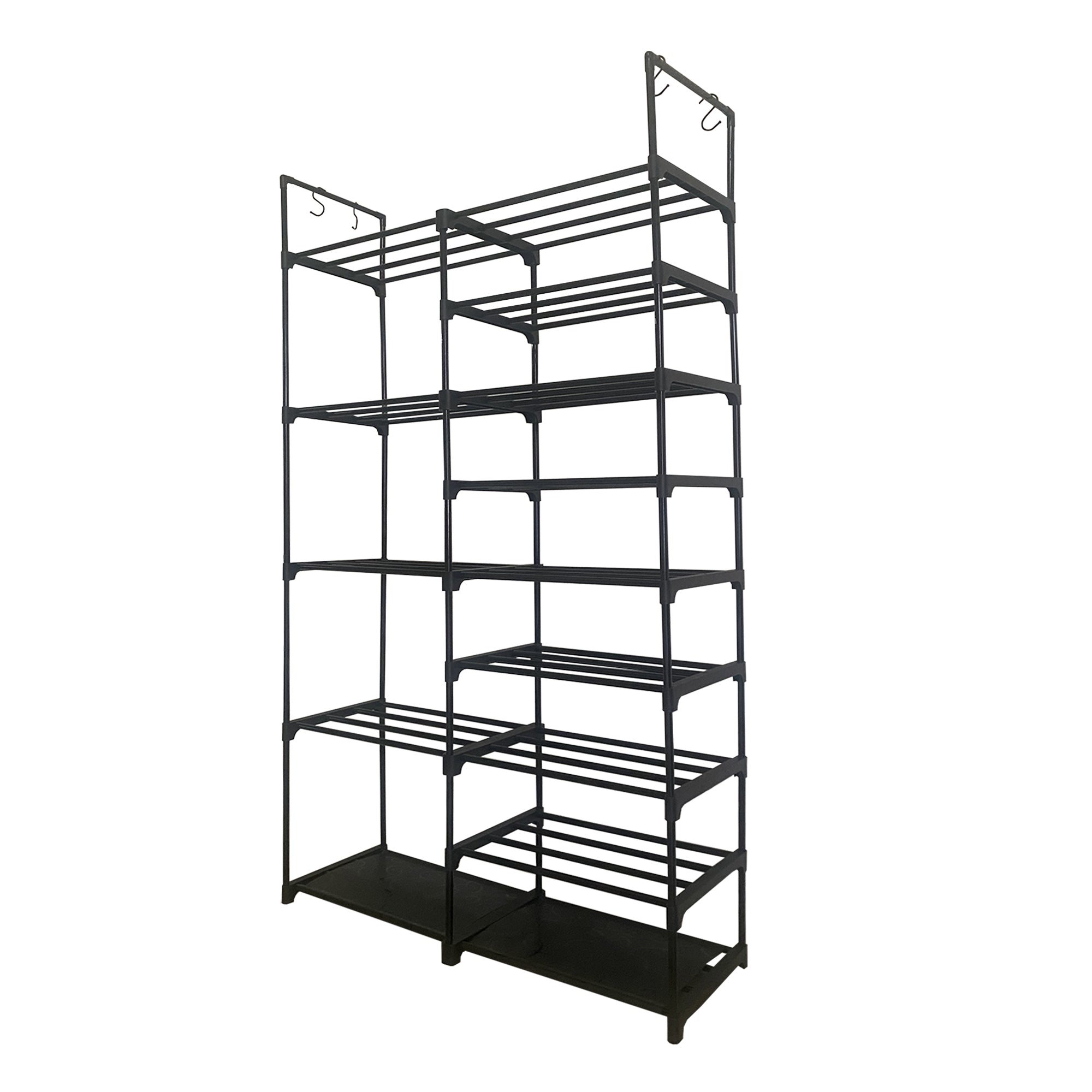 Scarpiera per scarpe e stivali 30 paia personalizzabile con appendiabiti laterale 98x85x28cm Nero