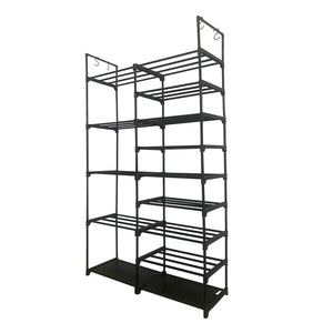 Scarpiera per scarpe e stivali 30 paia personalizzabile con appendiabiti laterale 98x85x28cm Nero