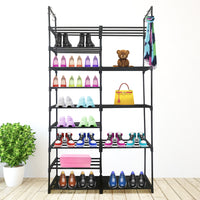 Scarpiera per scarpe e stivali 30 paia personalizzabile con appendiabiti laterale 98x85x28cm Nero