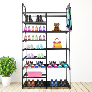 Scarpiera per scarpe e stivali 30 paia personalizzabile con appendiabiti laterale 98x85x28cm Nero