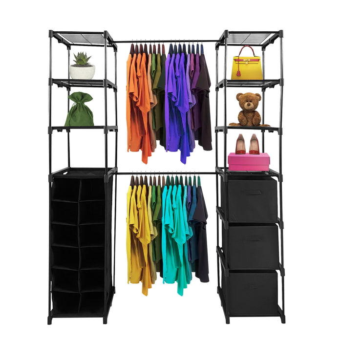 Appendiabiti Nyana Home | Organizzatore per abiti | 12 ripiani | 2 appendiabiti multi-altezza | 158 x 50 x 207 cm