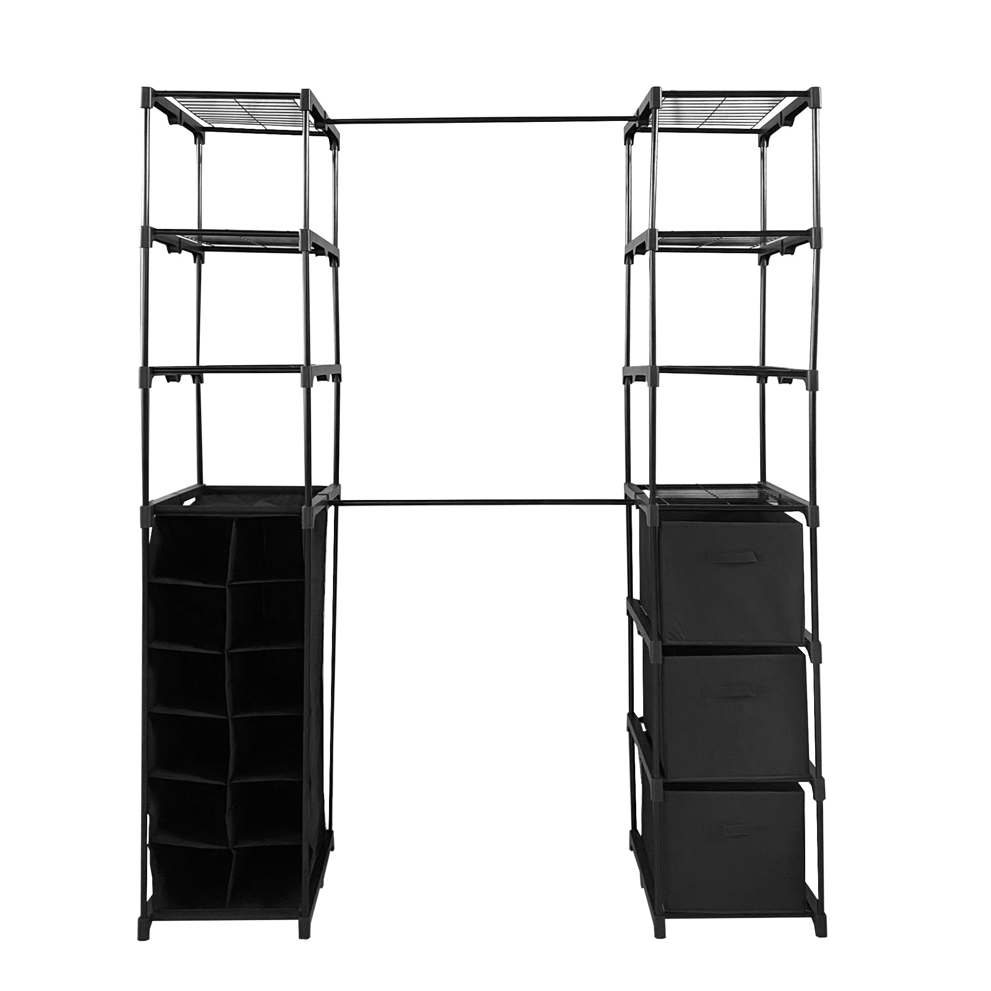 Appendiabiti Nyana Home | Organizzatore per abiti | 12 ripiani | 2 appendiabiti multi-altezza | 158 x 50 x 207 cm