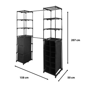 Appendiabiti Nyana Home | Organizzatore per abiti | 12 ripiani | 2 appendiabiti multi-altezza | 158 x 50 x 207 cm