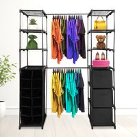 Appendiabiti Nyana Home | Organizzatore per abiti | 12 ripiani | 2 appendiabiti multi-altezza | 158 x 50 x 207 cm