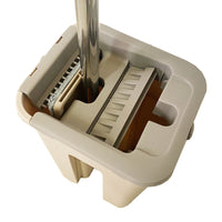 Mocio extra piatto con secchio strizzatore 4 Mop riutilizzabili in microfibra beige