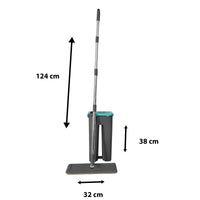 Panno extra piatto con secchio strizzatore 6 Panni riutilizzabili in microfibra blu