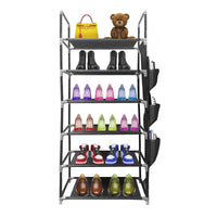 Scarpiera componibile in metallo Nyana Home fino a 18 paia 108x46x27cm, 3 tasche laterali, 6 altezze Nero.