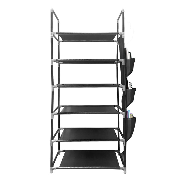 Scarpiera componibile in metallo Nyana Home fino a 18 paia 108x46x27cm, 3 tasche laterali, 6 altezze Nero.