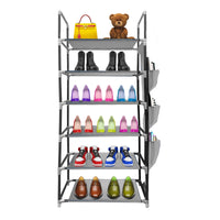 Scarpiera in tessuto, 6 ripiani, 18 paia | Appendino laterale con 3 tasche | Realizzata in PVC e tessuto non tessuto | Organizzatore per scarpe | 46x27x108 cm