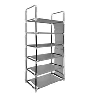 Scarpiera in tessuto, 6 ripiani, 18 paia | Appendino laterale con 3 tasche | Realizzata in PVC e tessuto non tessuto | Organizzatore per scarpe | 46x27x108 cm