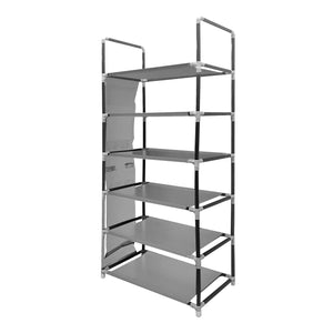 Scarpiera in tessuto, 6 ripiani, 18 paia | Appendino laterale con 3 tasche | Realizzata in PVC e tessuto non tessuto | Organizzatore per scarpe | 46x27x108 cm