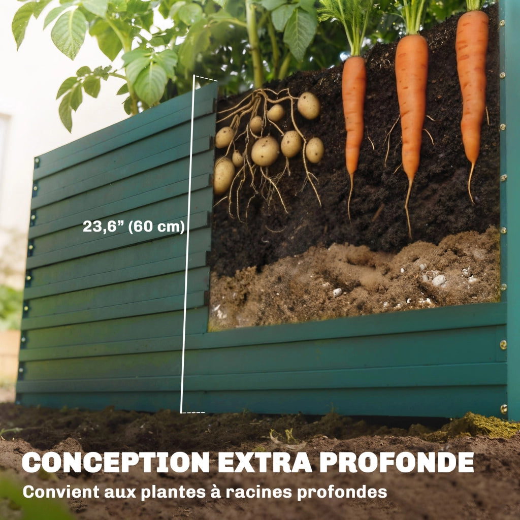Fioriera Rialzata Rettangolare per Giardino ¨C Zephmum ¨C Verde 160x80x60cm