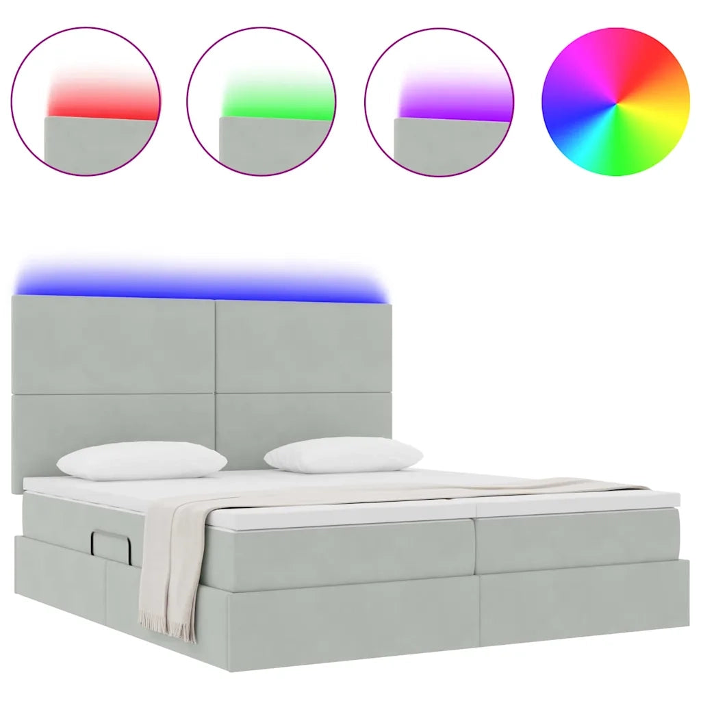 Letto con testiera Grigio chiaro 180 x 200 cm Velluto