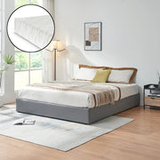 Letto Matrimoniale Contenitore Nola 180x200 cm con Materasso Apertura a Ribalta Rivestito in Tessuto Lino - Grigio [en.casa]