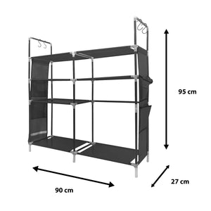 Scarpiera componibile in metallo Nyana Home fino a 21 paia 95x90x27cm, 4 tasche laterali, 4 altezze Nero.