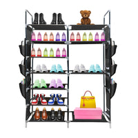 Zapatero Tela 4 Alturas 18 Pares| Espacio para Botas | 4 Ganchos  y Colgadores Laterales | Fabricado en PVC | Organizador de Zapatos | 90x27x95 cm