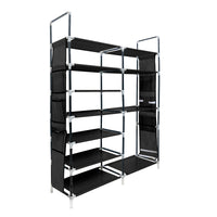 Zapatero Tela 4 Alturas 18 Pares| Espacio para Botas | 4 Ganchos  y Colgadores Laterales | Fabricado en PVC | Organizador de Zapatos | 90x27x95 cm