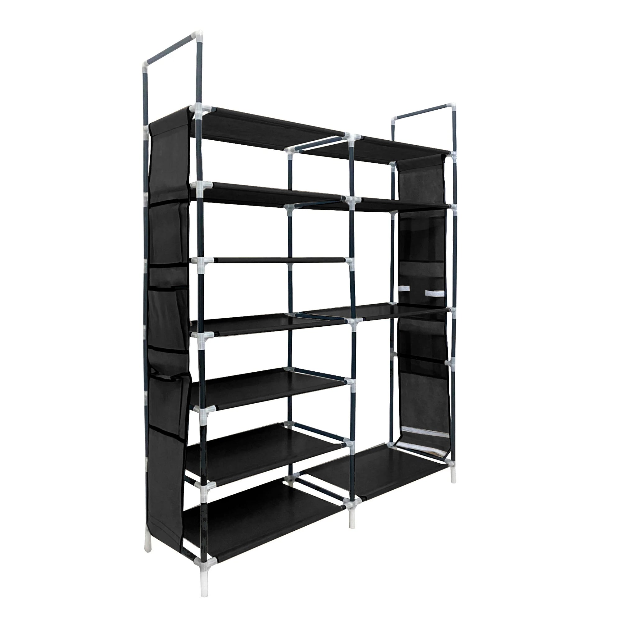 Zapatero Tela 4 Alturas 18 Pares| Espacio para Botas | 4 Ganchos  y Colgadores Laterales | Fabricado en PVC | Organizador de Zapatos | 90x27x95 cm