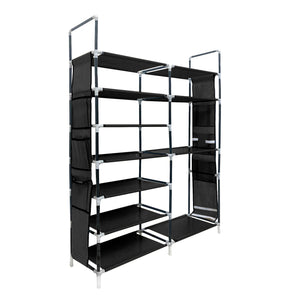 Zapatero Tela 4 Alturas 18 Pares| Espacio para Botas | 4 Ganchos  y Colgadores Laterales | Fabricado en PVC | Organizador de Zapatos | 90x27x95 cm