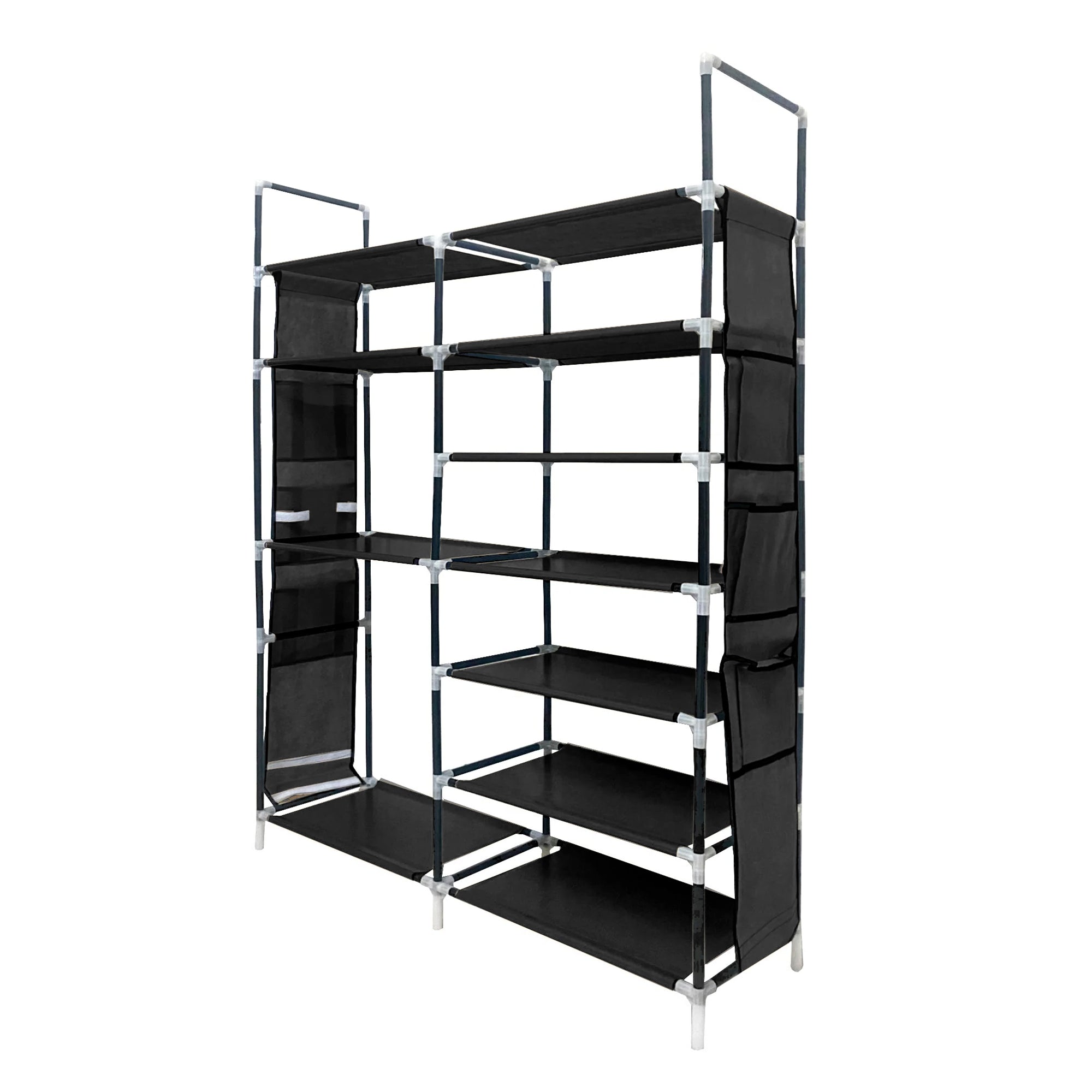 Zapatero Tela 4 Alturas 18 Pares| Espacio para Botas | 4 Ganchos  y Colgadores Laterales | Fabricado en PVC | Organizador de Zapatos | 90x27x95 cm