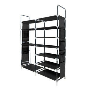 Zapatero Tela 4 Alturas 18 Pares| Espacio para Botas | 4 Ganchos  y Colgadores Laterales | Fabricado en PVC | Organizador de Zapatos | 90x27x95 cm