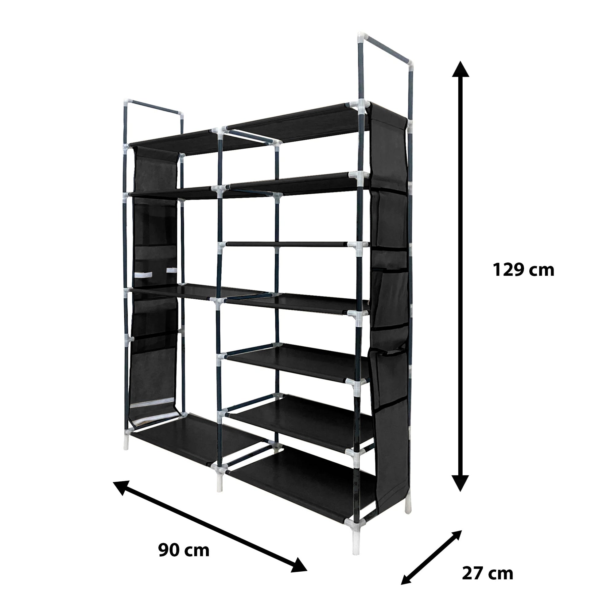Zapatero Tela 4 Alturas 18 Pares| Espacio para Botas | 4 Ganchos  y Colgadores Laterales | Fabricado en PVC | Organizador de Zapatos | 90x27x95 cm