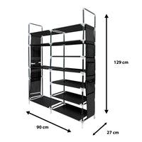 Zapatero Tela 4 Alturas 18 Pares| Espacio para Botas | 4 Ganchos  y Colgadores Laterales | Fabricado en PVC | Organizador de Zapatos | 90x27x95 cm