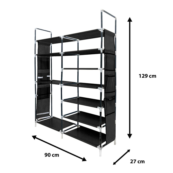 Zapatero Tela 4 Alturas 18 Pares| Espacio para Botas | 4 Ganchos  y Colgadores Laterales | Fabricado en PVC | Organizador de Zapatos | 90x27x95 cm