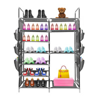 Zapatero Tela 7 Alturas 33 Pares| Espacio para Botas | Colgadores Lateral con 3 Bolsillos | Fabricado en PVC y Tela no tejida |  90x27x129 cm