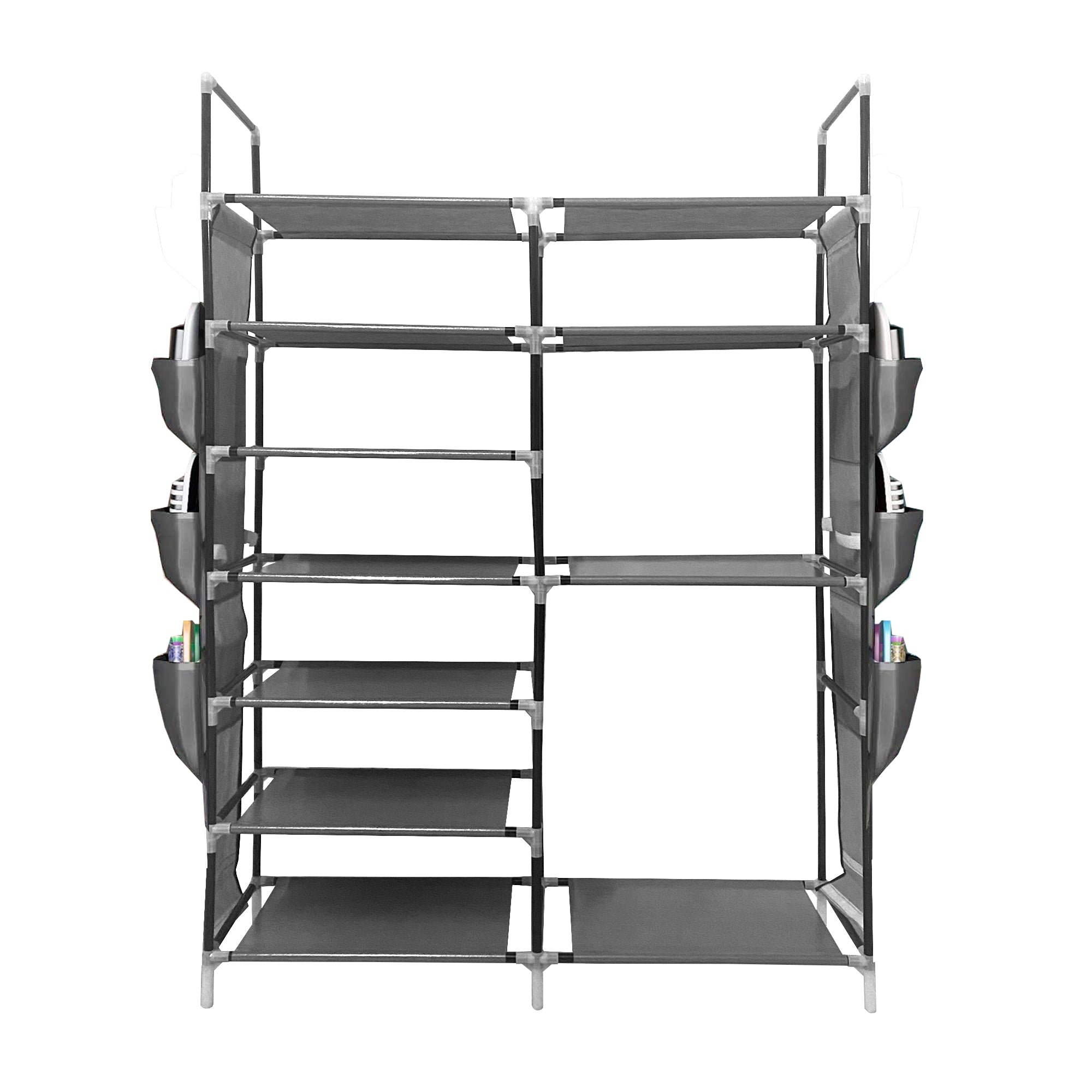 Zapatero Tela 7 Alturas 33 Pares| Espacio para Botas | Colgadores Lateral con 3 Bolsillos | Fabricado en PVC y Tela no tejida |  90x27x129 cm