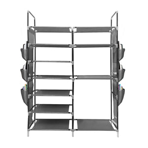 Zapatero Tela 7 Alturas 33 Pares| Espacio para Botas | Colgadores Lateral con 3 Bolsillos | Fabricado en PVC y Tela no tejida |  90x27x129 cm