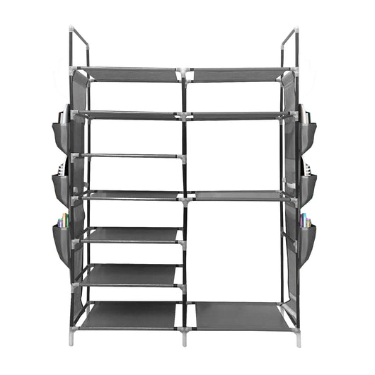 Zapatero Tela 7 Alturas 33 Pares| Espacio para Botas | Colgadores Lateral con 3 Bolsillos | Fabricado en PVC y Tela no tejida |  90x27x129 cm