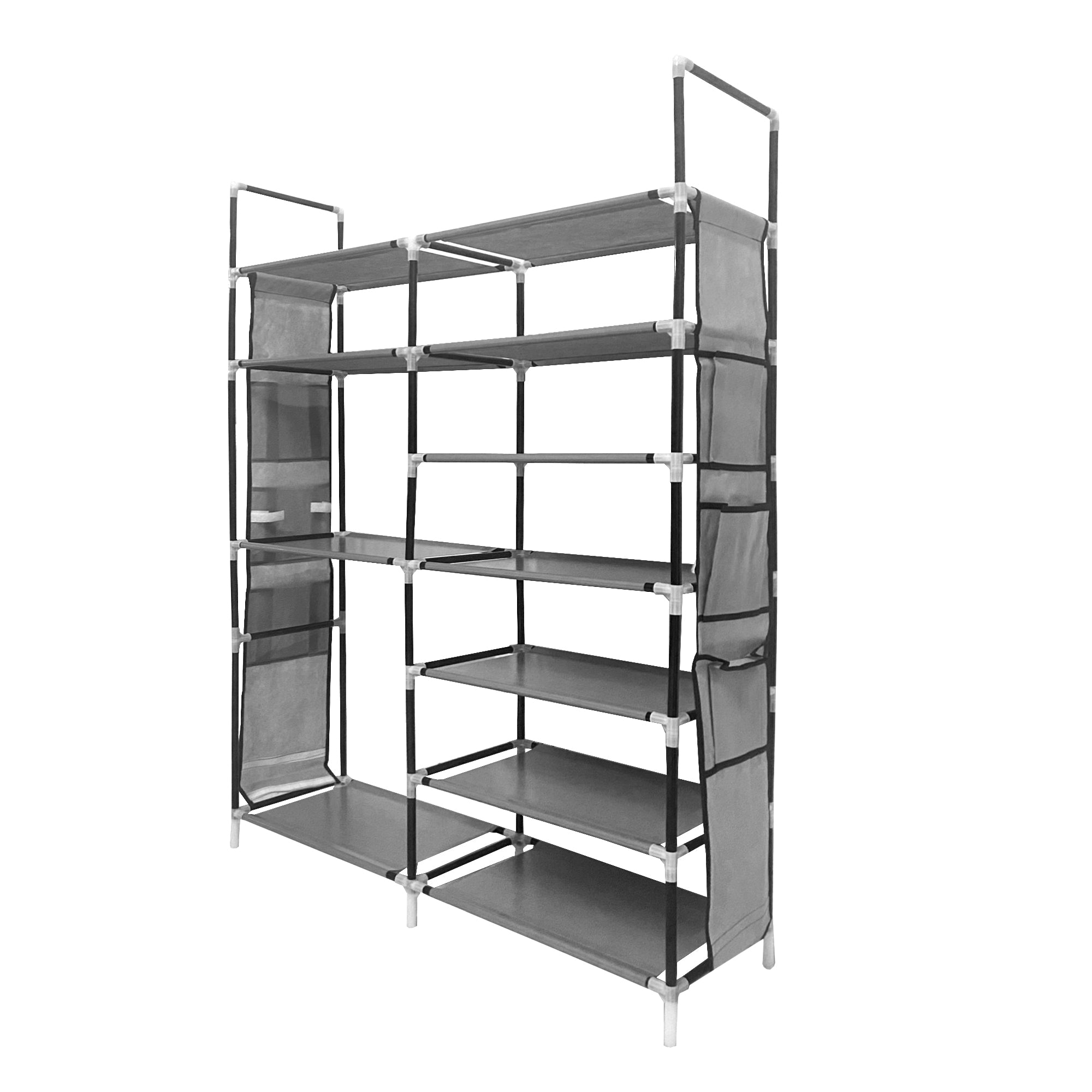 Zapatero Tela 7 Alturas 33 Pares| Espacio para Botas | Colgadores Lateral con 3 Bolsillos | Fabricado en PVC y Tela no tejida |  90x27x129 cm