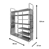 Zapatero Tela 7 Alturas 33 Pares| Espacio para Botas | Colgadores Lateral con 3 Bolsillos | Fabricado en PVC y Tela no tejida |  90x27x129 cm