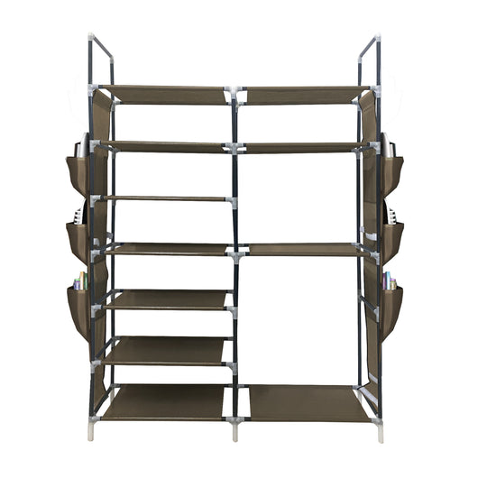 Scarpiera componibile in metallo Nyana Home fino a 32 paia 129x90x27cm, 6 tasche laterali, 7 altezze Marrone.