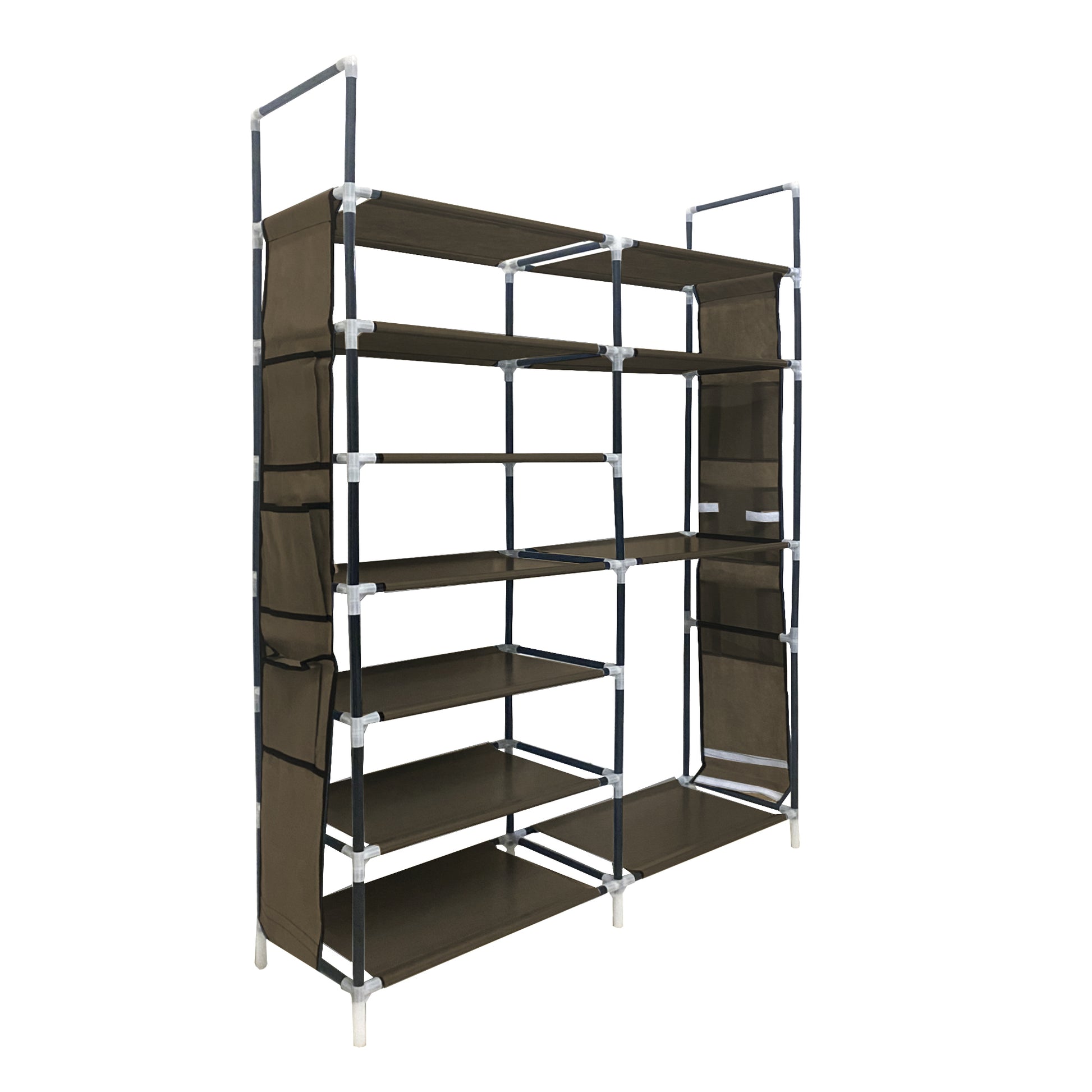 Scarpiera componibile in metallo Nyana Home fino a 32 paia 129x90x27cm, 6 tasche laterali, 7 altezze Marrone.