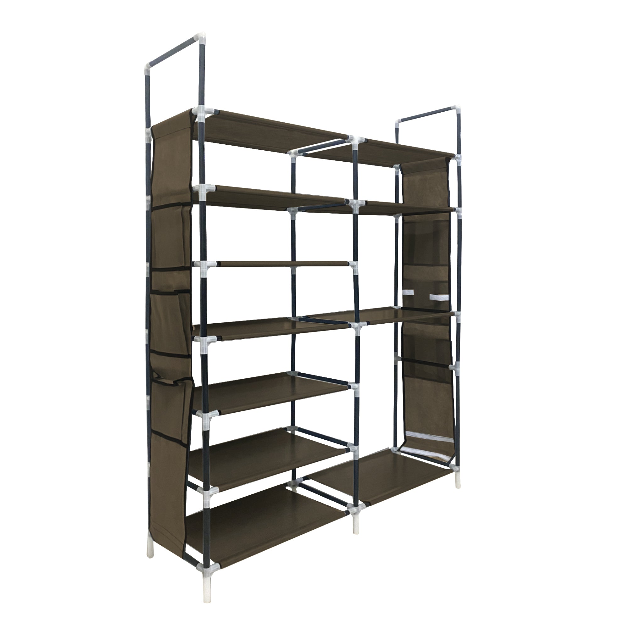 Scarpiera componibile in metallo Nyana Home fino a 32 paia 129x90x27cm, 6 tasche laterali, 7 altezze Marrone.