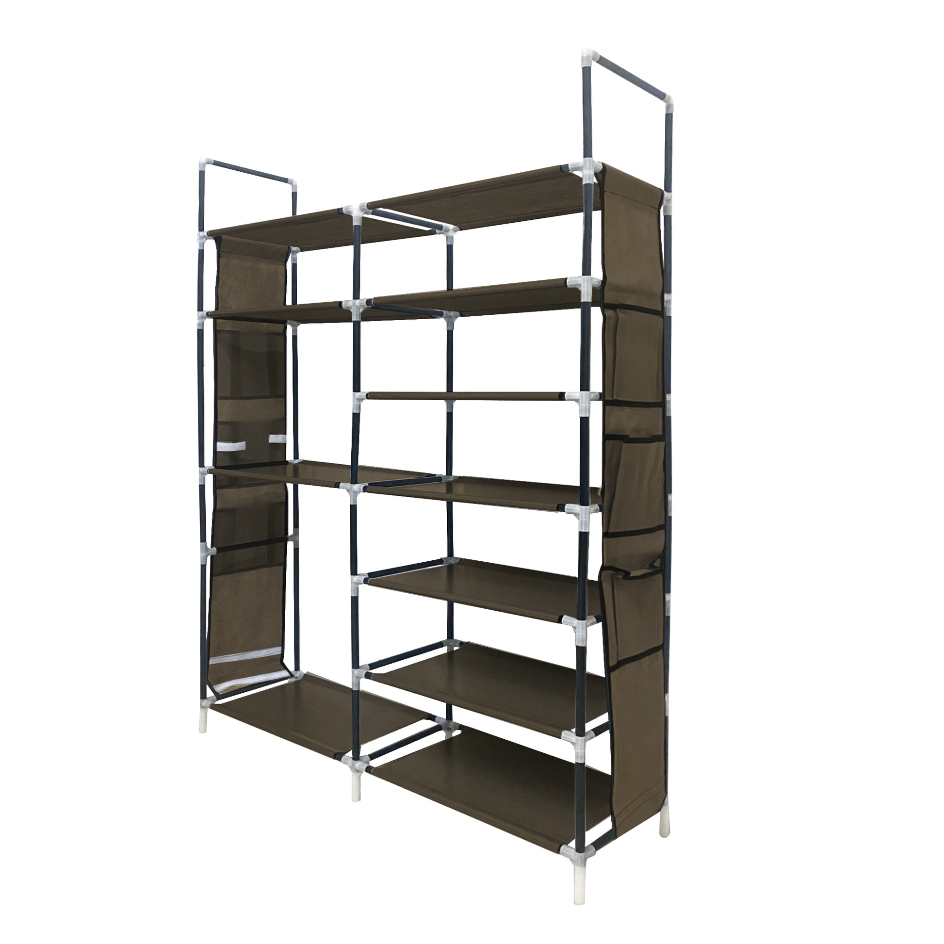 Scarpiera componibile in metallo Nyana Home fino a 32 paia 129x90x27cm, 6 tasche laterali, 7 altezze Marrone.