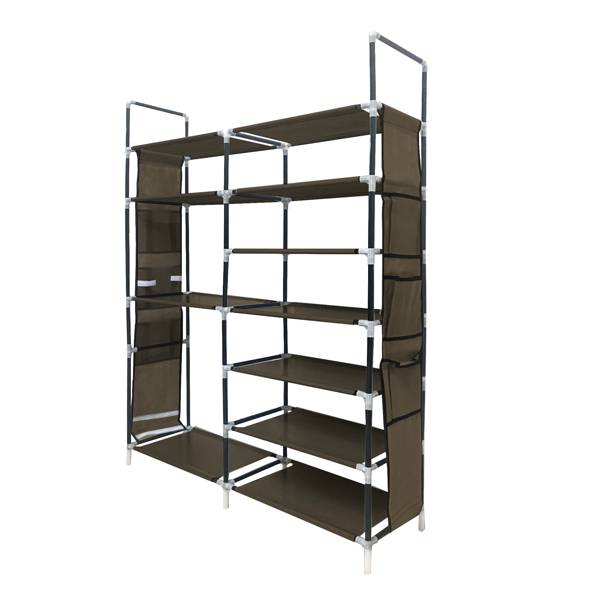 Scarpiera componibile in metallo Nyana Home fino a 32 paia 129x90x27cm, 6 tasche laterali, 7 altezze Marrone.