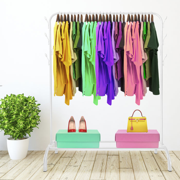 Donkey Premium Rack 1 appendiabiti Nyana Home 148x110x41 cm, 2 barre appendiabiti, 1 ripiano inferiore Bianco.