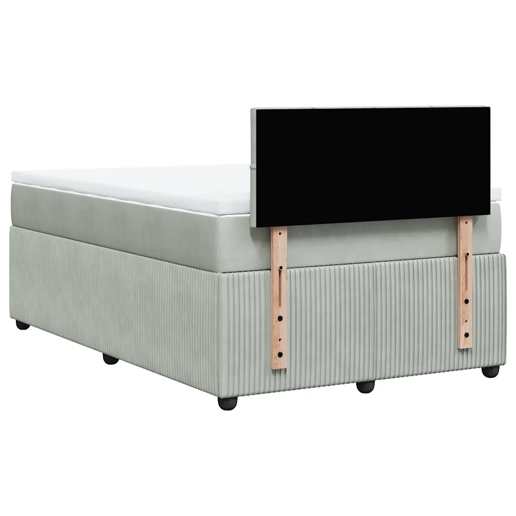 Giroletto a Molle con Materasso Grigio Chiaro 120x200cm Velluto 3290010