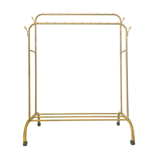 Appendiabiti Donkey Premium Maxi a 1 supporto Nyana Home 152x110x56 cm, 2 barre appendiabiti, 4 ganci laterali, 1 ripiano inferiore Oro.