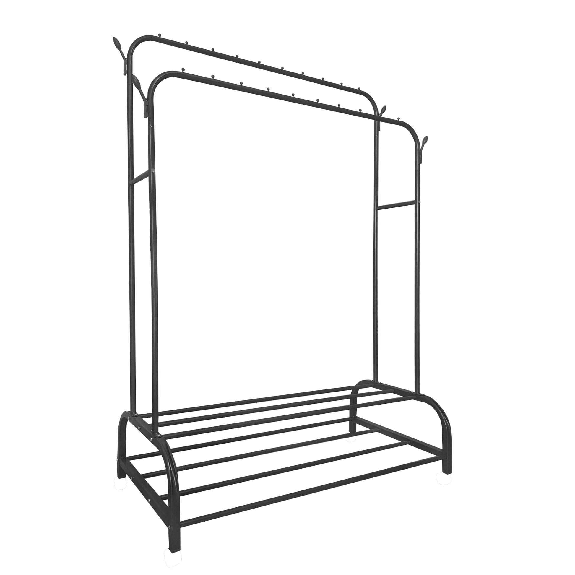 Appendiabiti Donkey Premium Maxi a 2 stand Nyana Home 157x110x56 cm, 2 ripiani sospesi, 4 ganci laterali, 2 ripiani inferiori Nero.