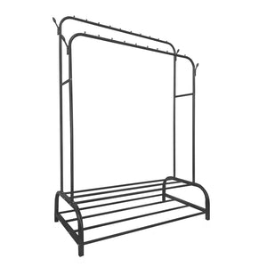 Appendiabiti Donkey Premium Maxi a 2 stand Nyana Home 157x110x56 cm, 2 ripiani sospesi, 4 ganci laterali, 2 ripiani inferiori Nero.